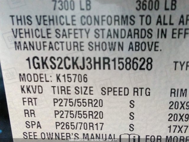2017 GMC Yukon, VIN: 1GKS2CKJ3HR158628