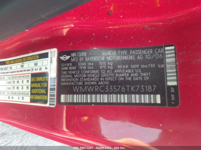 WMWRC33576TK73187 Mini COOPER HARDTOP
