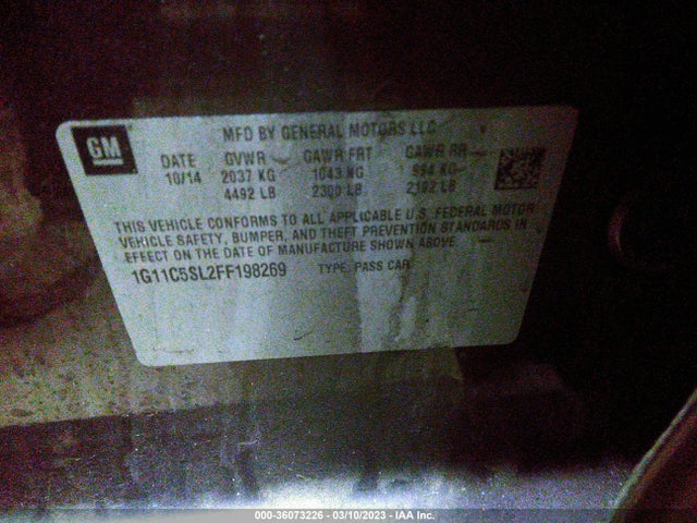Chevrolet MALIBU LT 2015 1G11C5SL2FF198269 Image 9