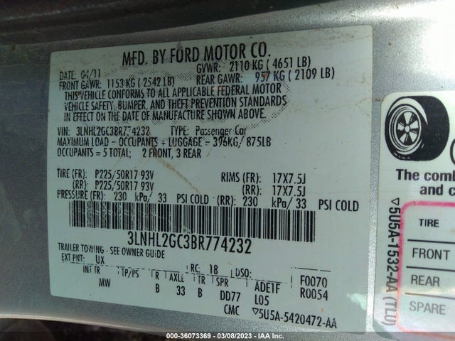 Lincoln MKZ 2011 3LNHL2GC3BR774232 Image 10