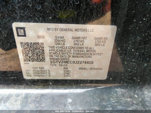1GTV2MEC0JZ274418 GMC Sierra 1500 Sle