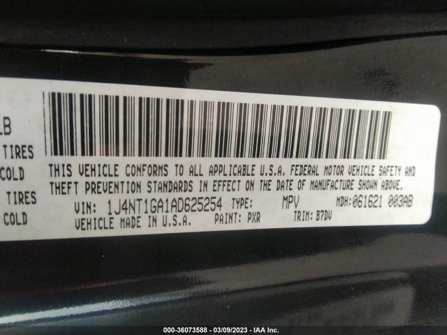 2010 JEEP PATRIOT SPORT VIN: 1J4NT1GA1AD625254
