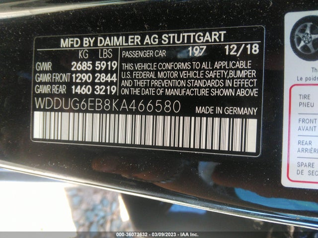 WDDUG6EB8KA466580 Mercedes-Benz S-class S 450