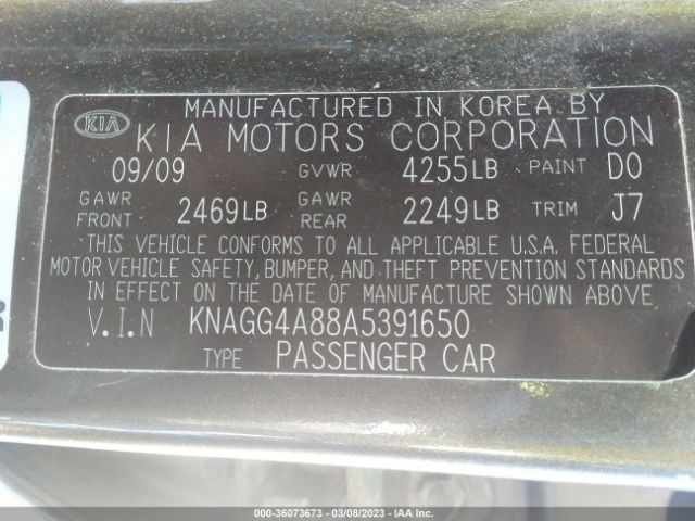 KNAGG4A88A5391650 KIA Optima Lx