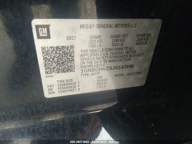 Chevrolet Suburban Lt 2018 1GNSCHKC6JR143948 Image 10
