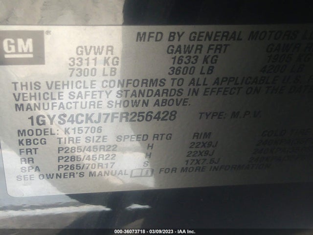 1GYS4CKJ7FR256428 Cadillac Escalade Premium