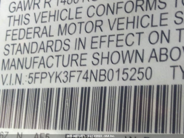 2022 Honda Ridgeline, VIN: 5FPYK3F74NB015250