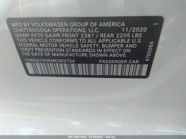 2021 Volkswagen Passat, VIN: 1VWSA7A35MC002724
