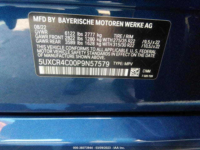 2023 BMW X5, VIN: 5UXCR4C00P9N57579