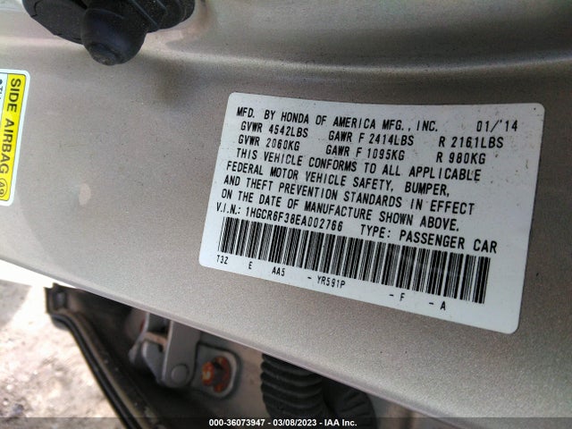 Honda ACCORD HYBRID 2014 1HGCR6F38EA002766 Image 9