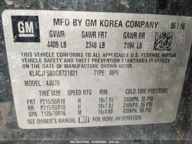 KL4CJFSB0GB721021 Buick Encore Convenience