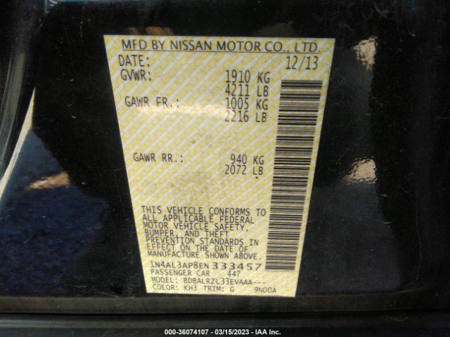 1N4AL3AP8EN333457 Nissan Altima 2.5 S