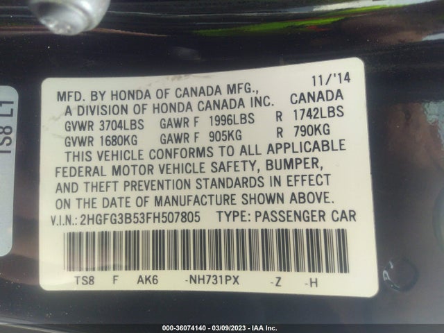 Honda Civic Coupe Lx 2015 2HGFG3B53FH507805 Image 10