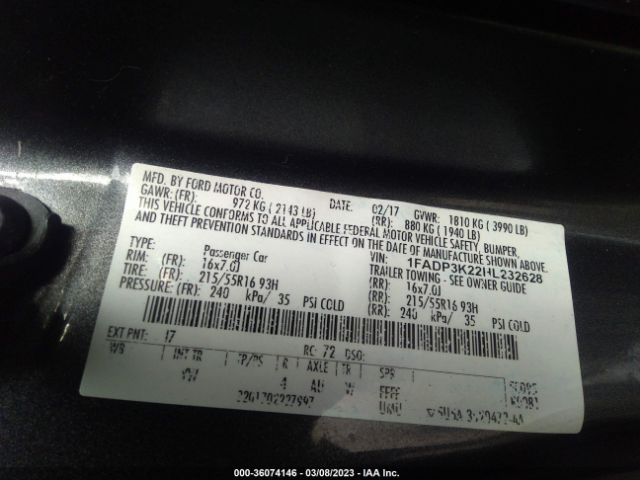 1FADP3K22HL232628 Ford FOCUS SE
