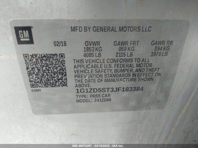 Chevrolet MALIBU LT 2018 1G1ZD5ST3JF183384 Image 11