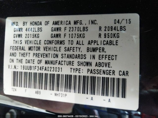 19UUB1F34FA023031 Acura TLX