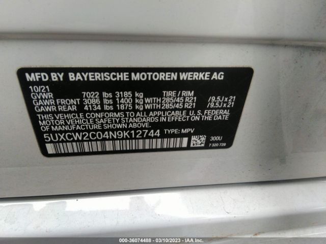 5UXCW2C04N9K12744 BMW X7 Xdrive40i