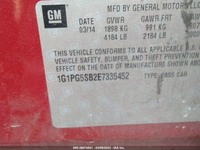 Chevrolet CRUZE LTZ 2014 1G1PG5SB2E7335452 Image 9