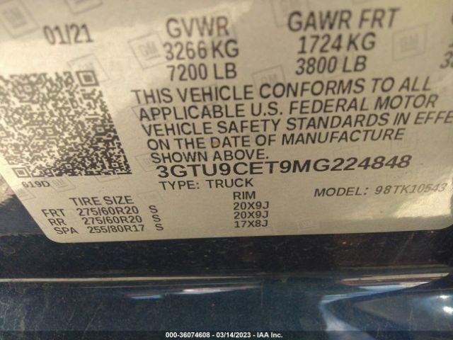 3GTU9CET9MG224848 GMC Sierra 1500 Elevation