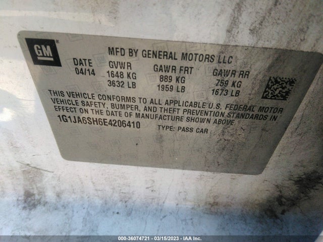 Chevrolet SONIC LS 2014 1G1JA6SH6E4206410 Image 9