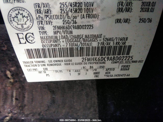 2010 FORD FLEX LIMITED VIN: 2FMHK6DC9ABD02225