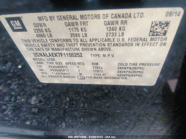 Chevrolet EQUINOX LS 2015 2GNALAEK7F1106252 Image 10