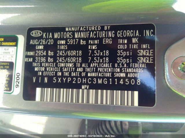 5XYP2DHC3MG114508 KIA Telluride Lx