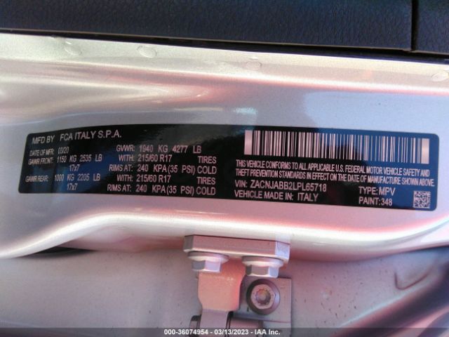 ZACNJABB2LPL65718 Jeep Renegade Latitude