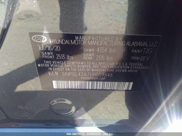 Hyundai SONATA SEL 2020 5NPEL4JA7LH059646 Image 10