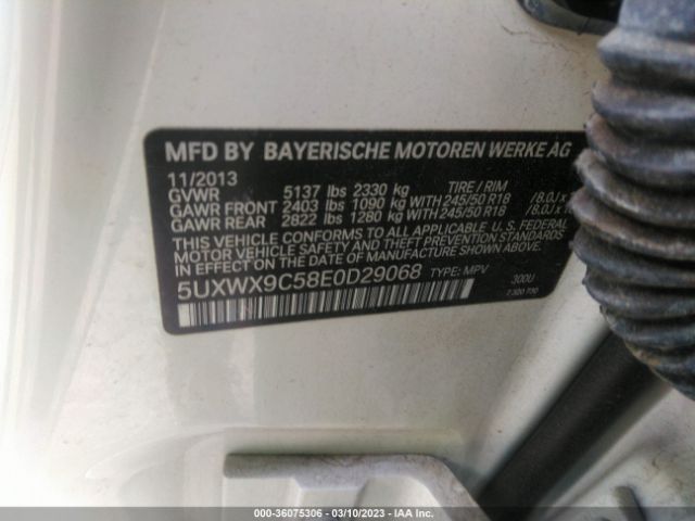 5UXWX9C58E0D29068 BMW X3 Xdrive28i