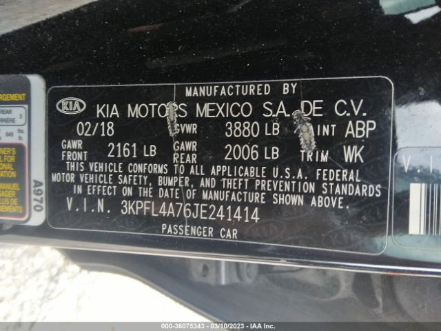 3KPFL4A76JE241414 KIA FORTE LX