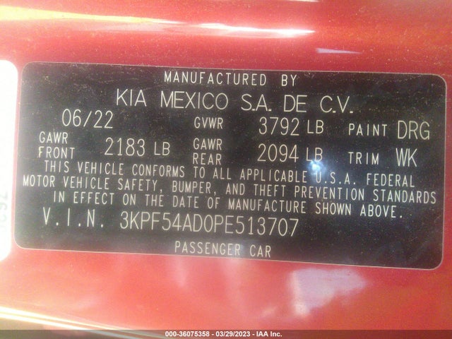 2023 Kia Forte, VIN: 3KPF54AD0PE513707
