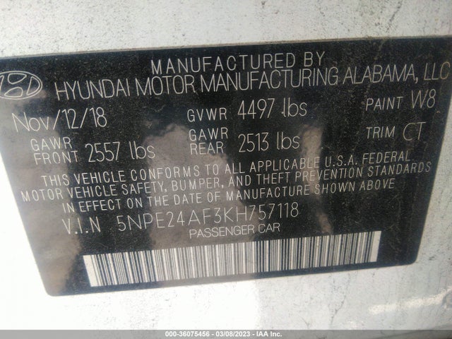 Hyundai SONATA SE 2019 5NPE24AF3KH757118 Image 9