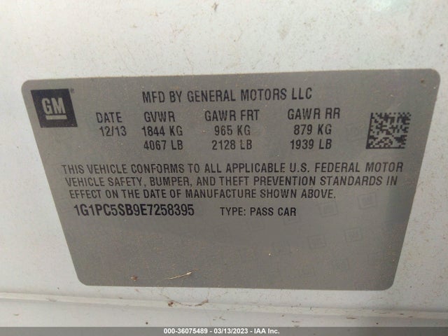 2014 CHEVROLET CRUZE 1LT VIN: 1G1PC5SB9E7258395