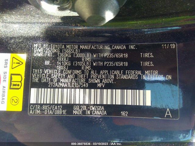 Lexus Rx Rx 350 2020 2T2AZMAA1LC157549 Image 11