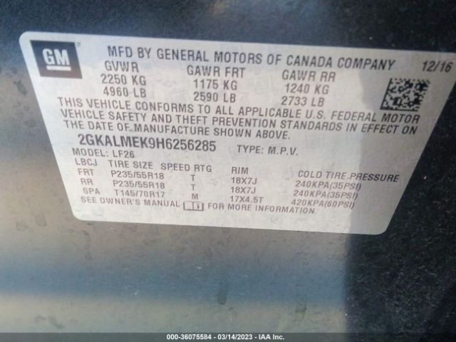 2GKALMEK9H6256285 GMC Terrain Sle