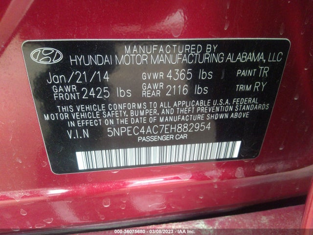 Hyundai SONATA SE 2014 5NPEC4AC7EH882954 Image 10