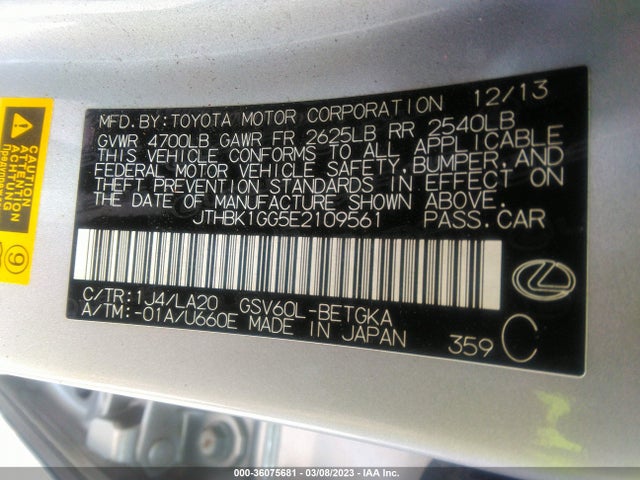 JTHBK1GG5E2109561 Lexus ES 350