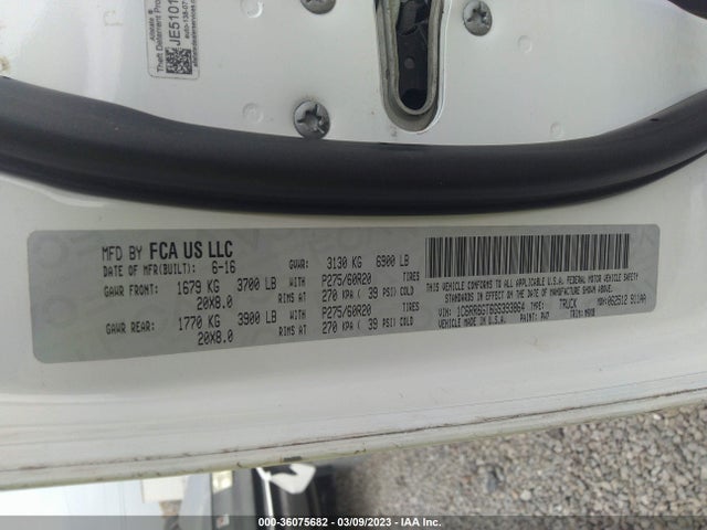RAM 1500 Big Horn 2016 1C6RR6GT6GS393864 Image 9