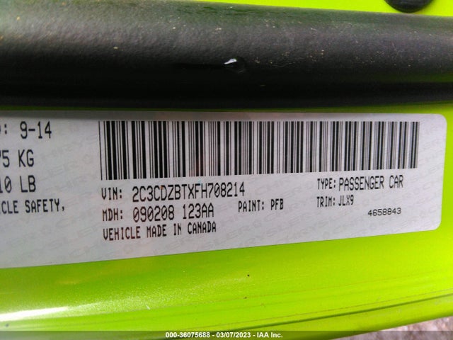 Dodge Challenger R/t Plus 2015 2C3CDZBTXFH708214 Image 10