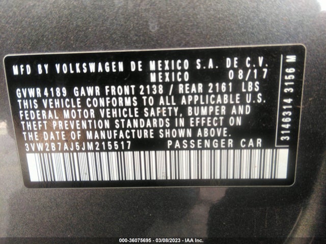 3VW2B7AJ5JM215517 Volkswagen Jetta 1.4t S
