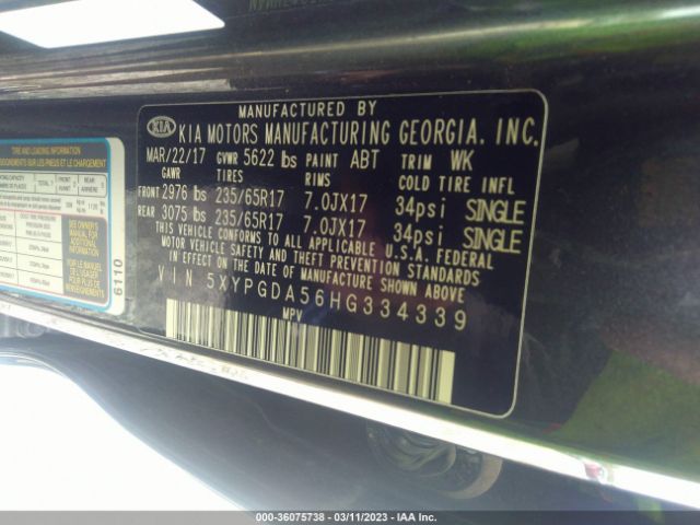 5XYPGDA56HG334339 KIA Sorento Lx V6