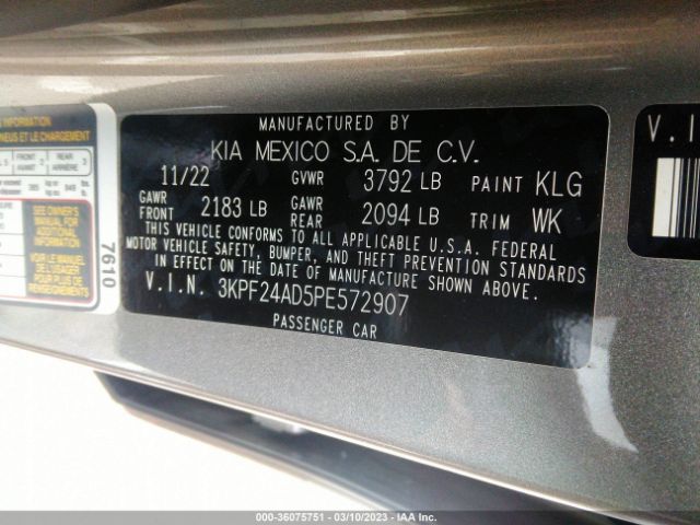 3KPF24AD5PE572907 KIA Forte Lxs