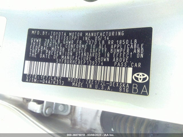Toyota Corolla 2014 5YFBURHE8EP139274 Image 10
