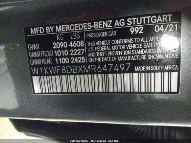 W1KWF8DBXMR647497 Mercedes-Benz C-class C 300