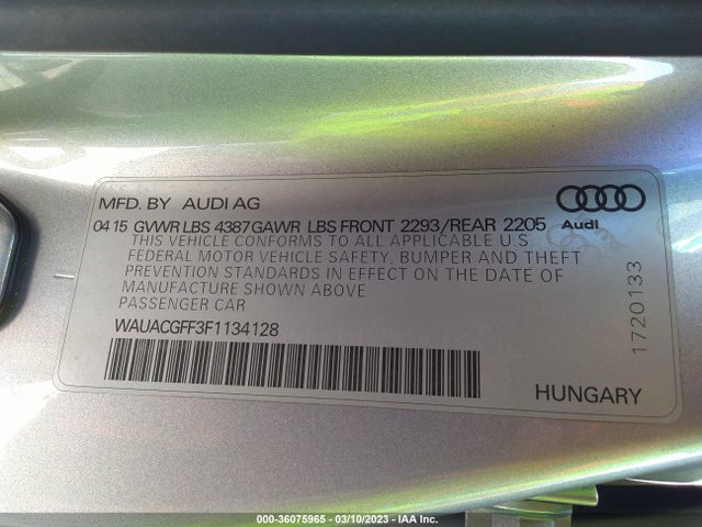 WAUACGFF3F1134128 Audi A3 1.8t Premium
