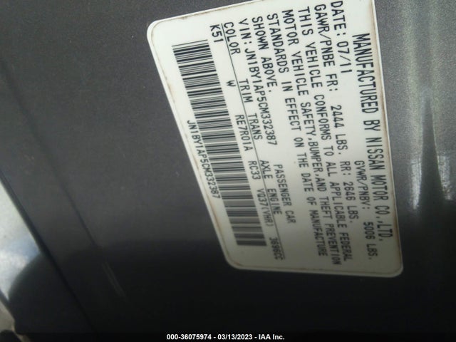 2012 INFINITI M37 VIN: JN1BY1AP5CM332387