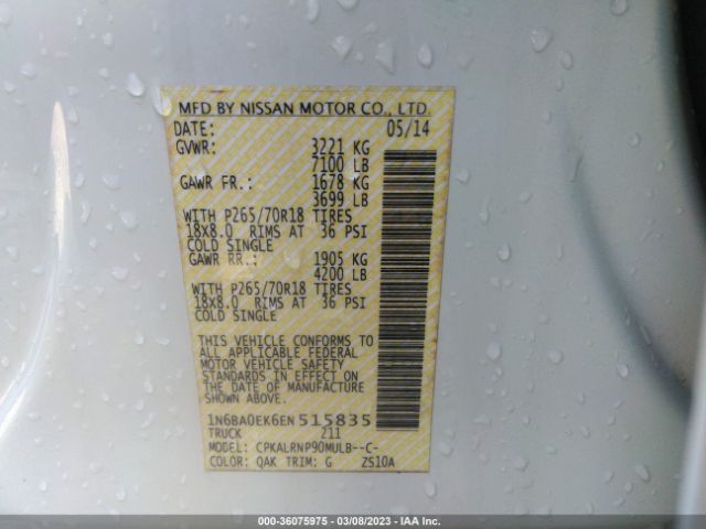 1N6BA0EK6EN515835 Nissan TITAN S