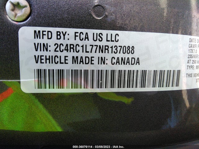 2022 Chrysler Pacifica Hybrid, VIN: 2C4RC1L77NR137088