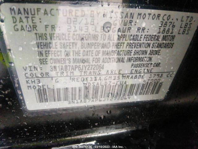 3N1AB7AP6JY272064 Nissan SENTRA SV